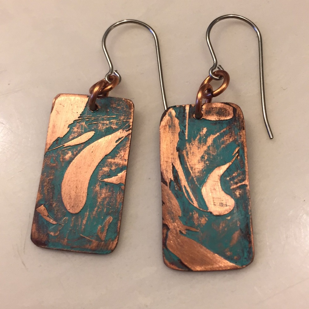 4/$25 Artisan made copper penny earrings
